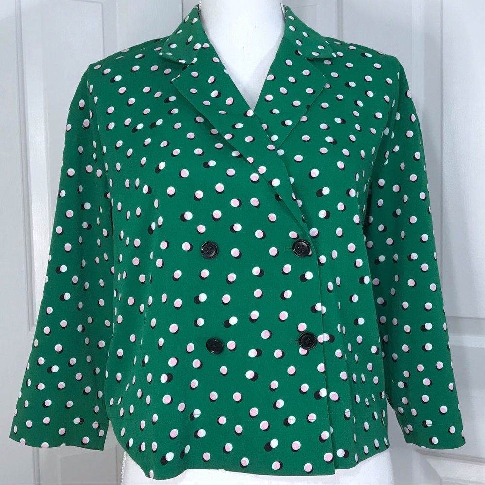 JUCY JUDY green double breasted polka dot jacket XS